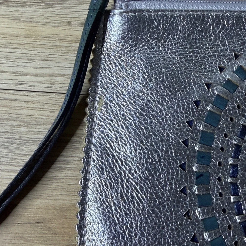 Brighton Silver Wristlet Pouch Heart Cutout Boho‎ Festival Glam Organizer Bag
